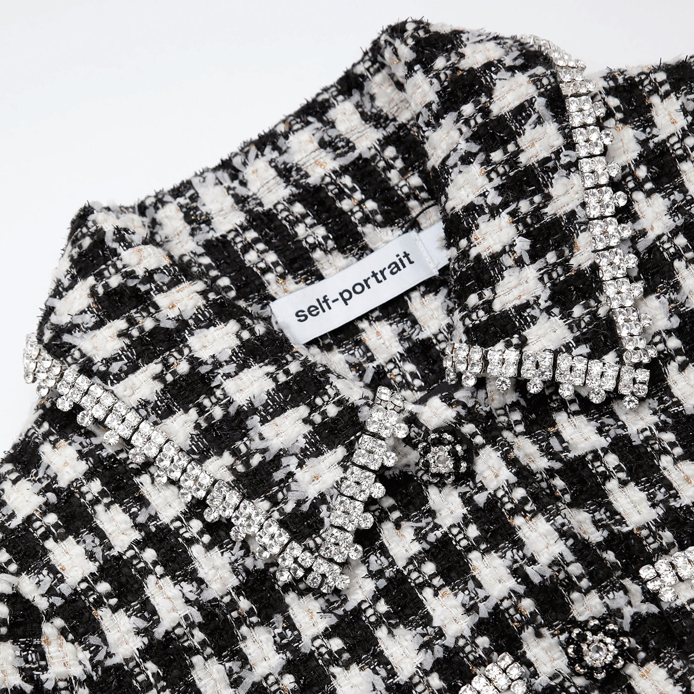 Black Check Boucle Crop Top