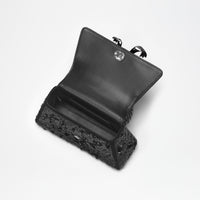 Black Sequin Bow Mini Shoulder Bag