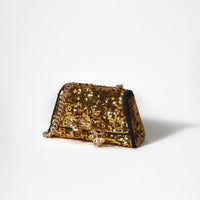 Gold Sequin Bow Mini Shoulder Bag