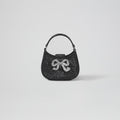 Black Rhinestone Bow Crescent Micro Bag