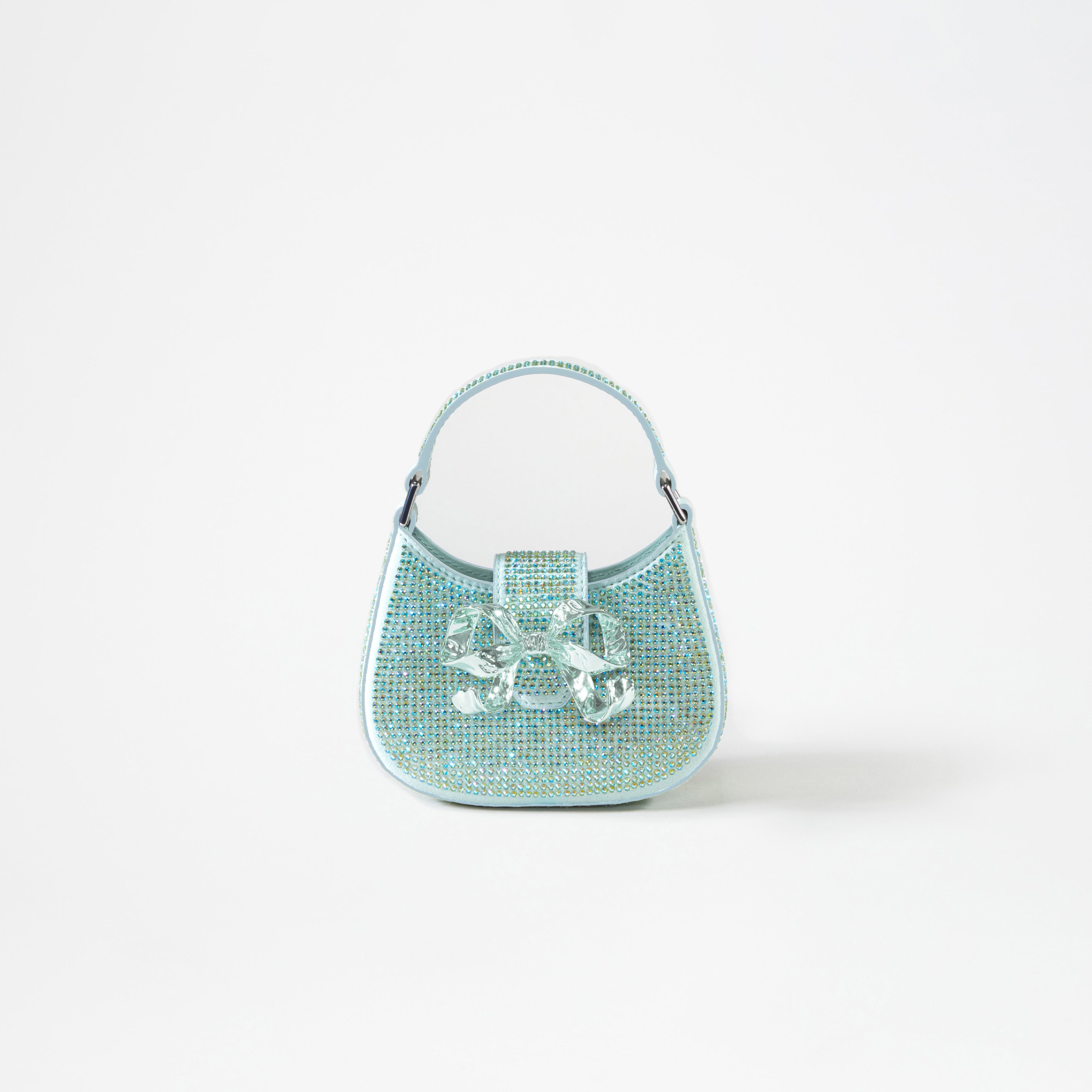 Green Rhinestone Crescent Bow Micro Bag