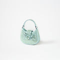 Green Rhinestone Crescent Bow Micro Bag