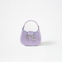 Purple Rhinestone Crescent Bow Micro Bag