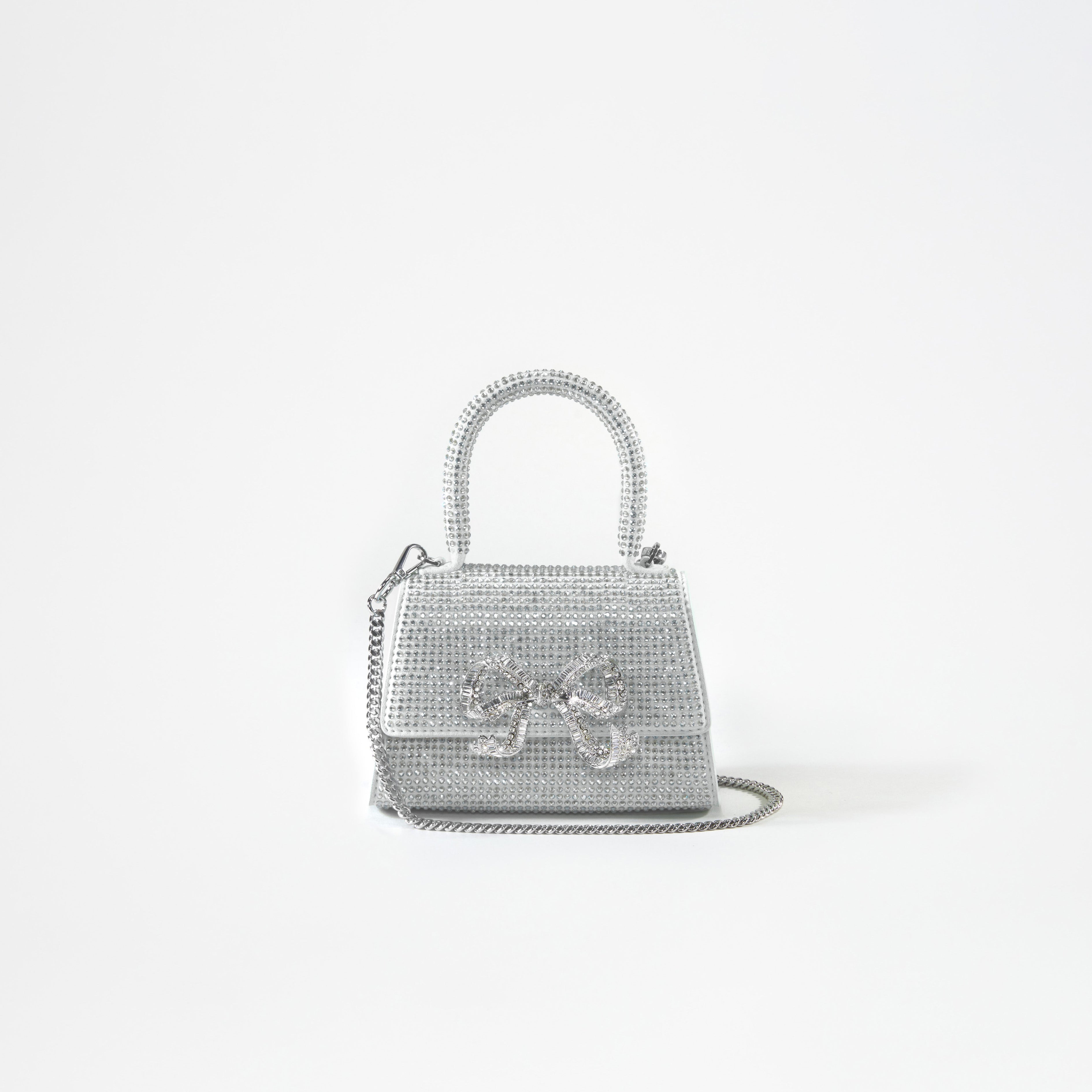 Silver Rhinestone Bow Micro Bag