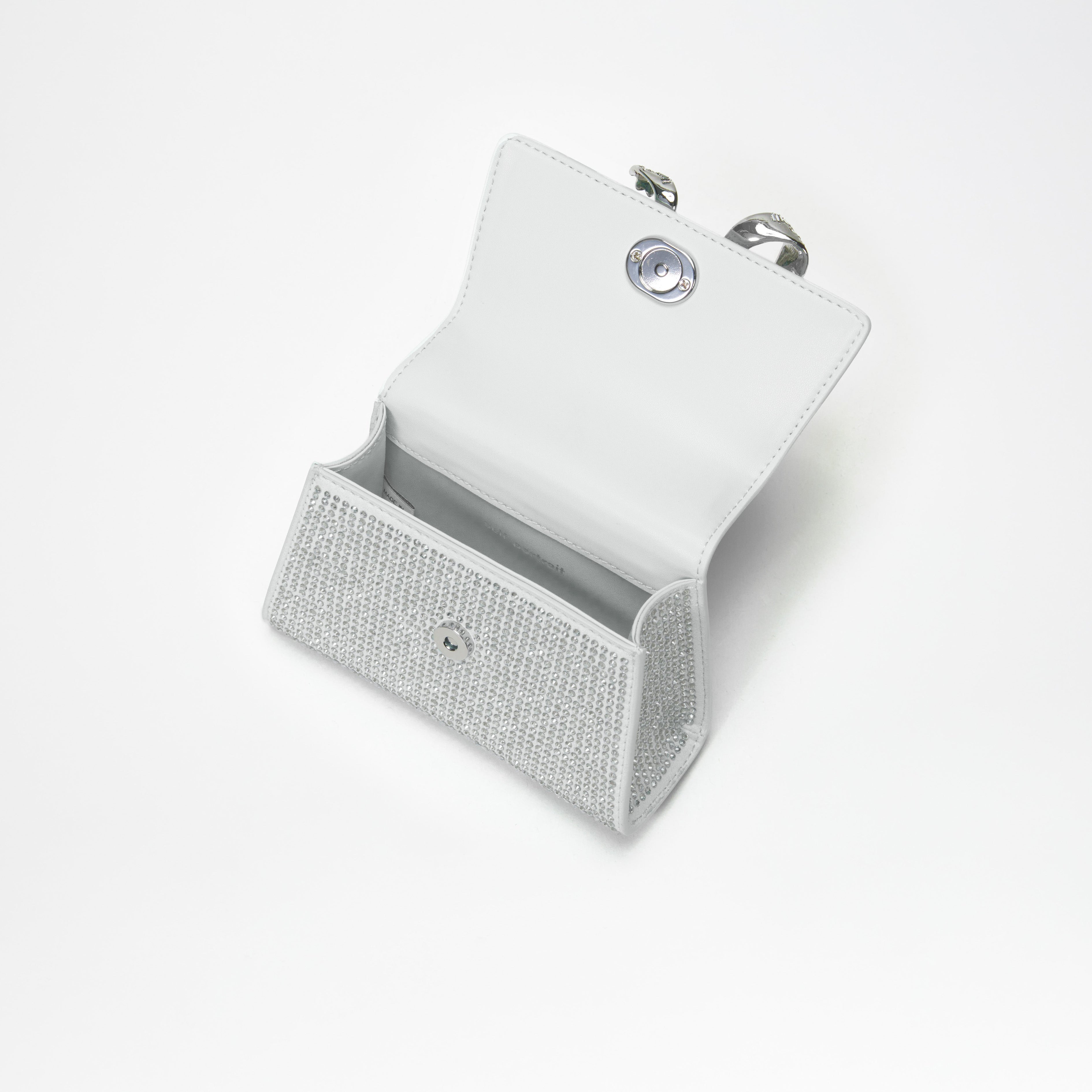 Silver Rhinestone Bow Micro Bag