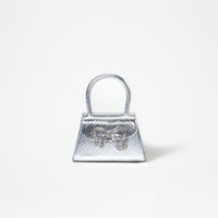 Silver Python Diamante Bow Micro Bag