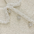 Cream Sequin Pearl Cropped Feather Cardigan