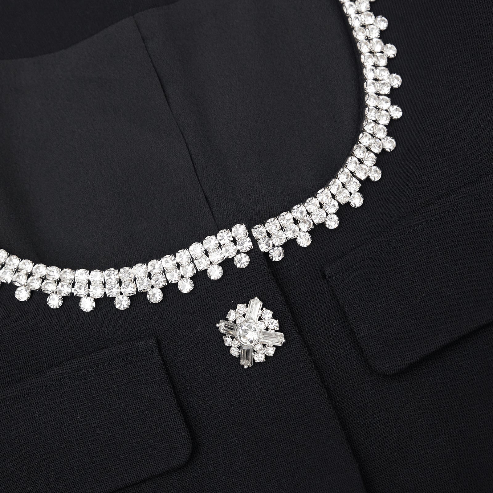 Black Bonded Crepe Mini Dress