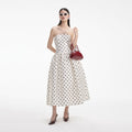 Cream Polka Dot Taffeta Midi Dress