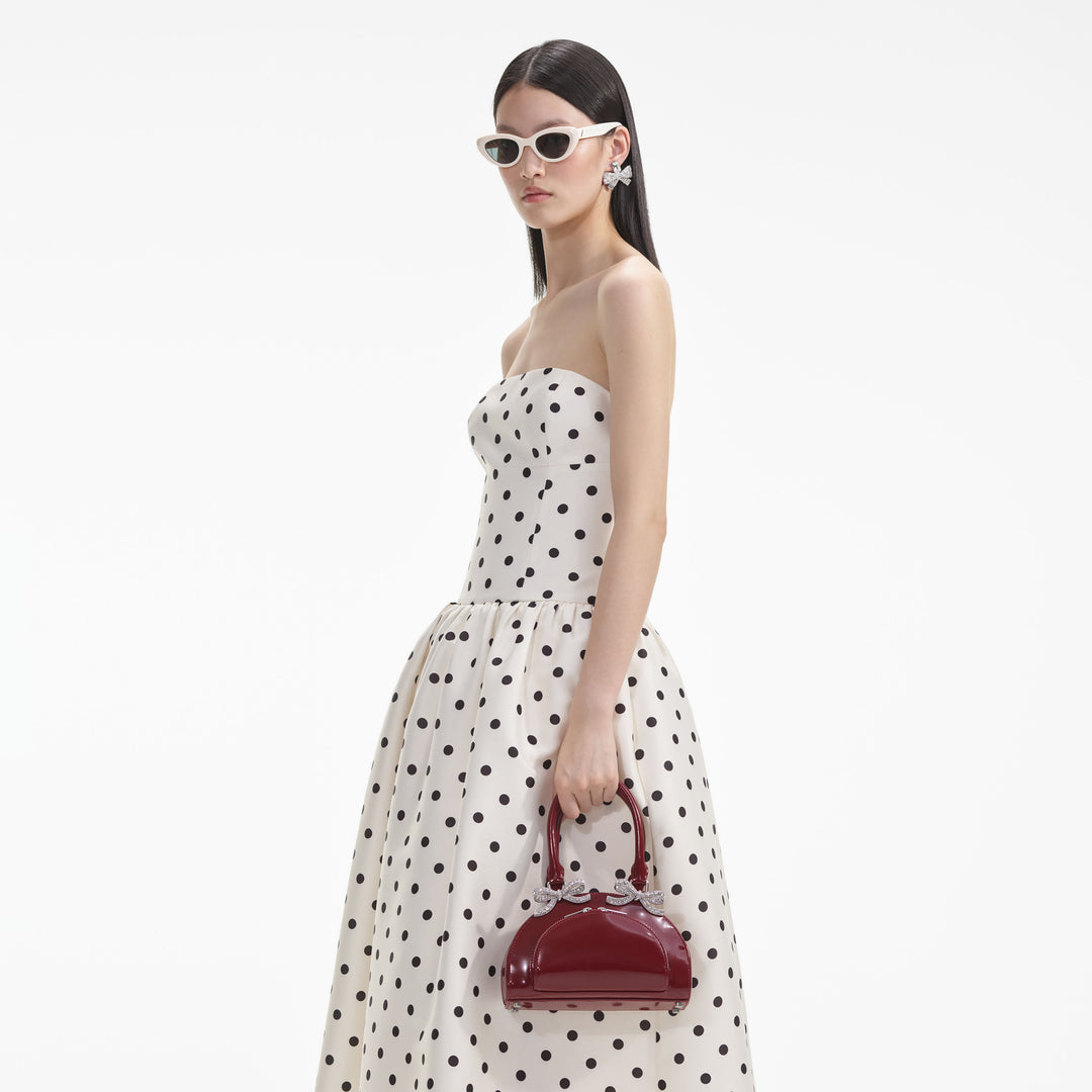 Midnight Crush Polka Dot Halter Mini Dress (Cream)