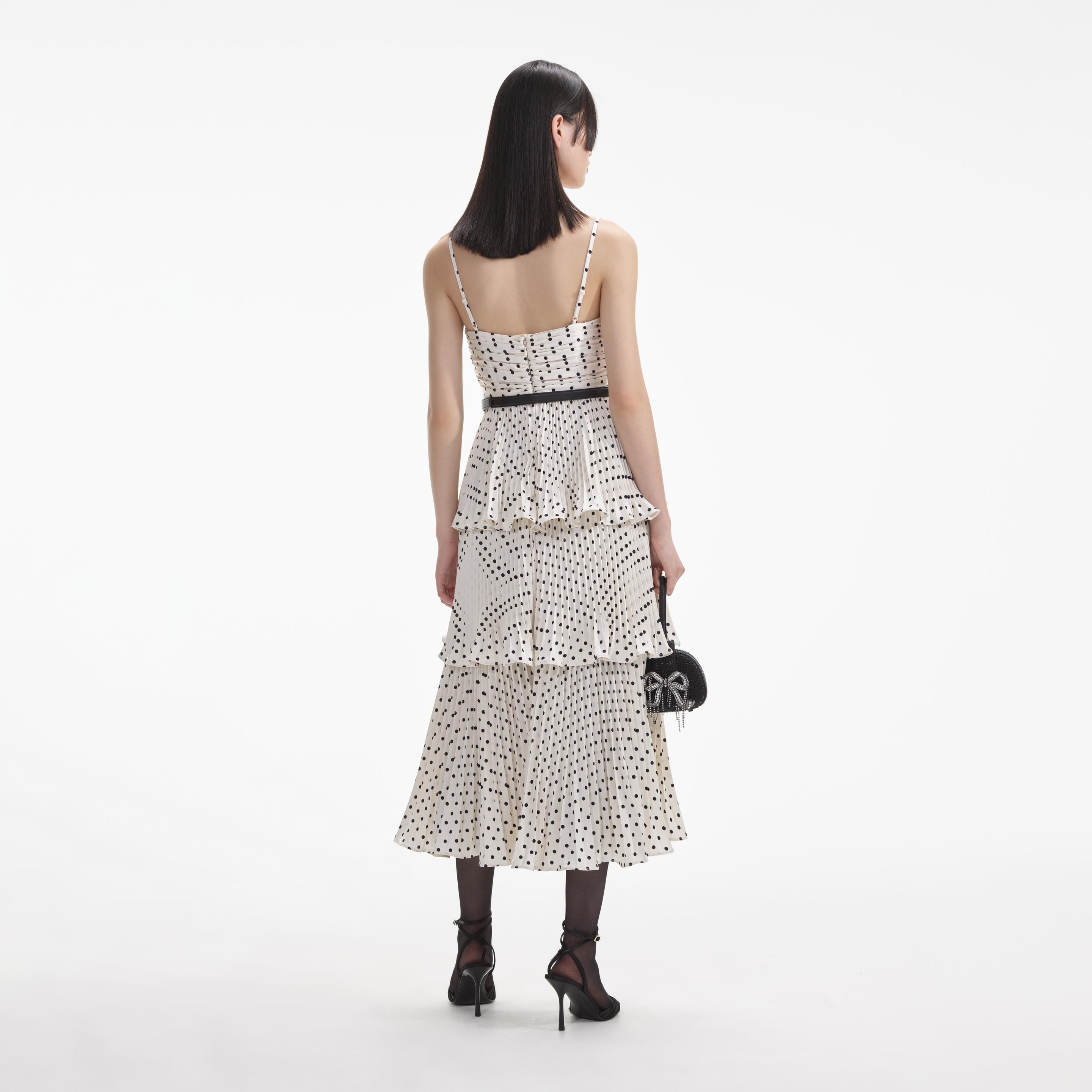 self portrait cream chiffon tiered midi dress Cream Polka Dot Tiered Midi Dress – self-portrait-US