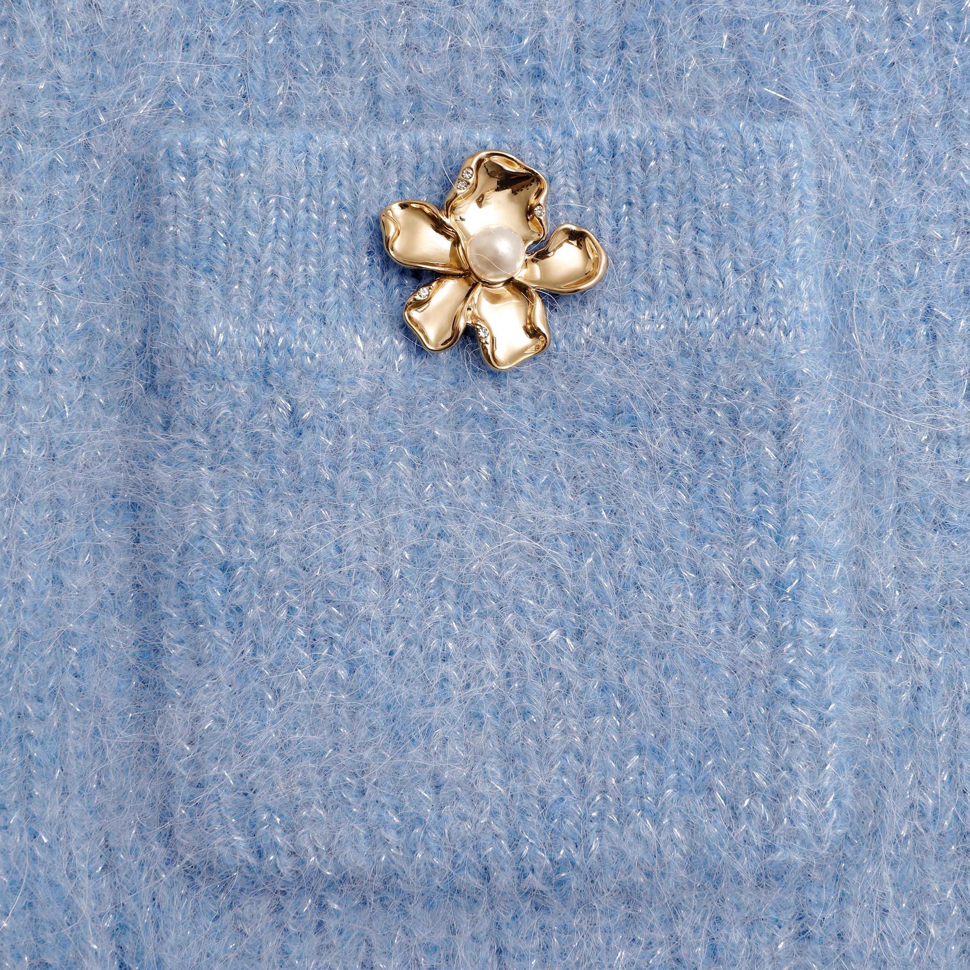 A close up of the fabric for the Blue Soft Knit Midi Skirt