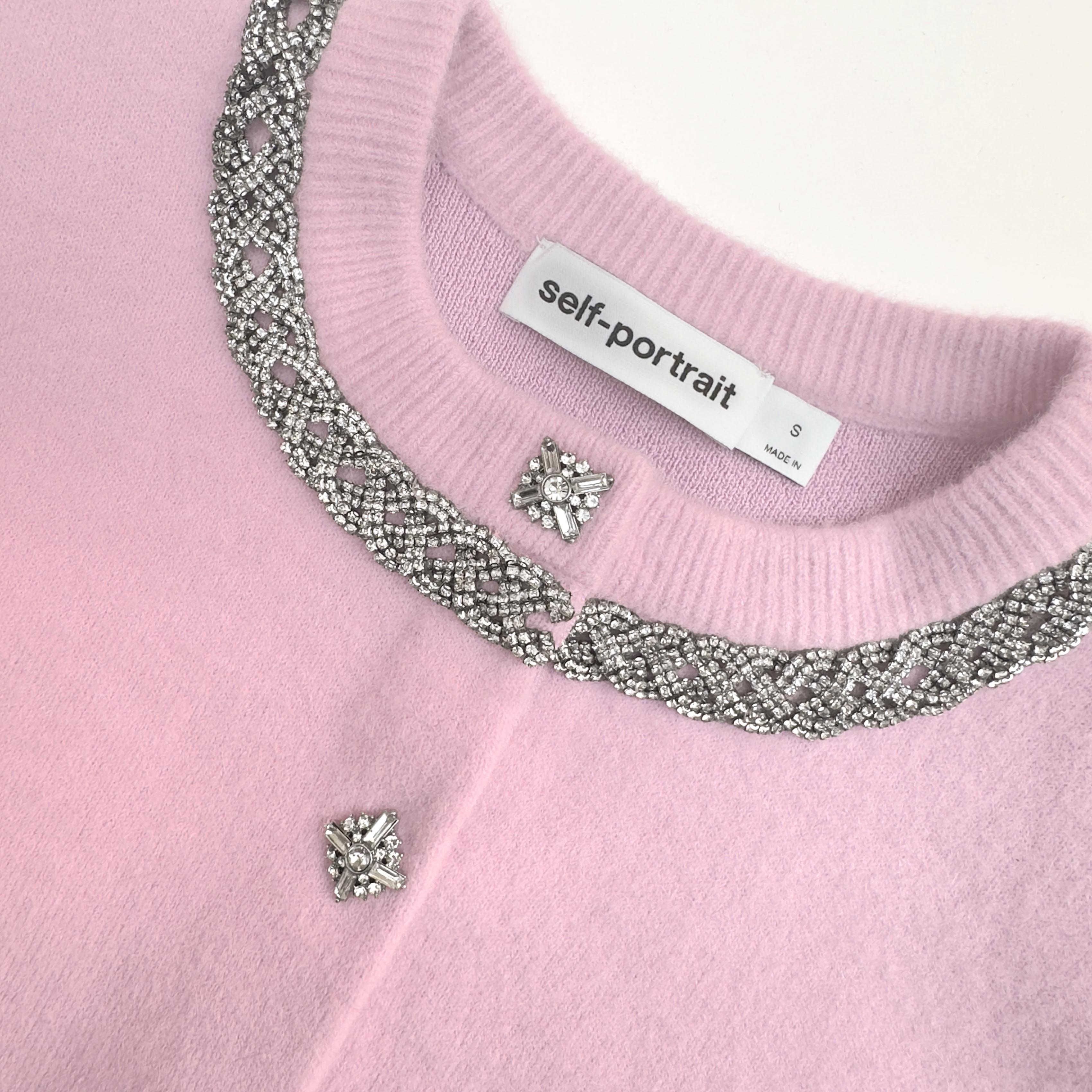 Pink embellished sweater best sale