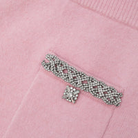 Pink Embellished Knit Midi Skirt