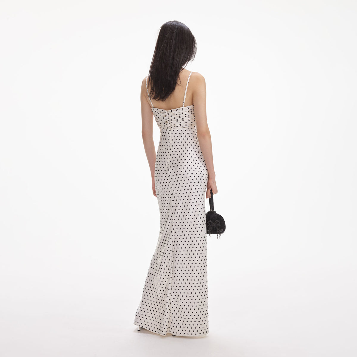 self portrait polka dot chiffon maxi dress Ruffled tiered polka-dot georgette midi dress - navy