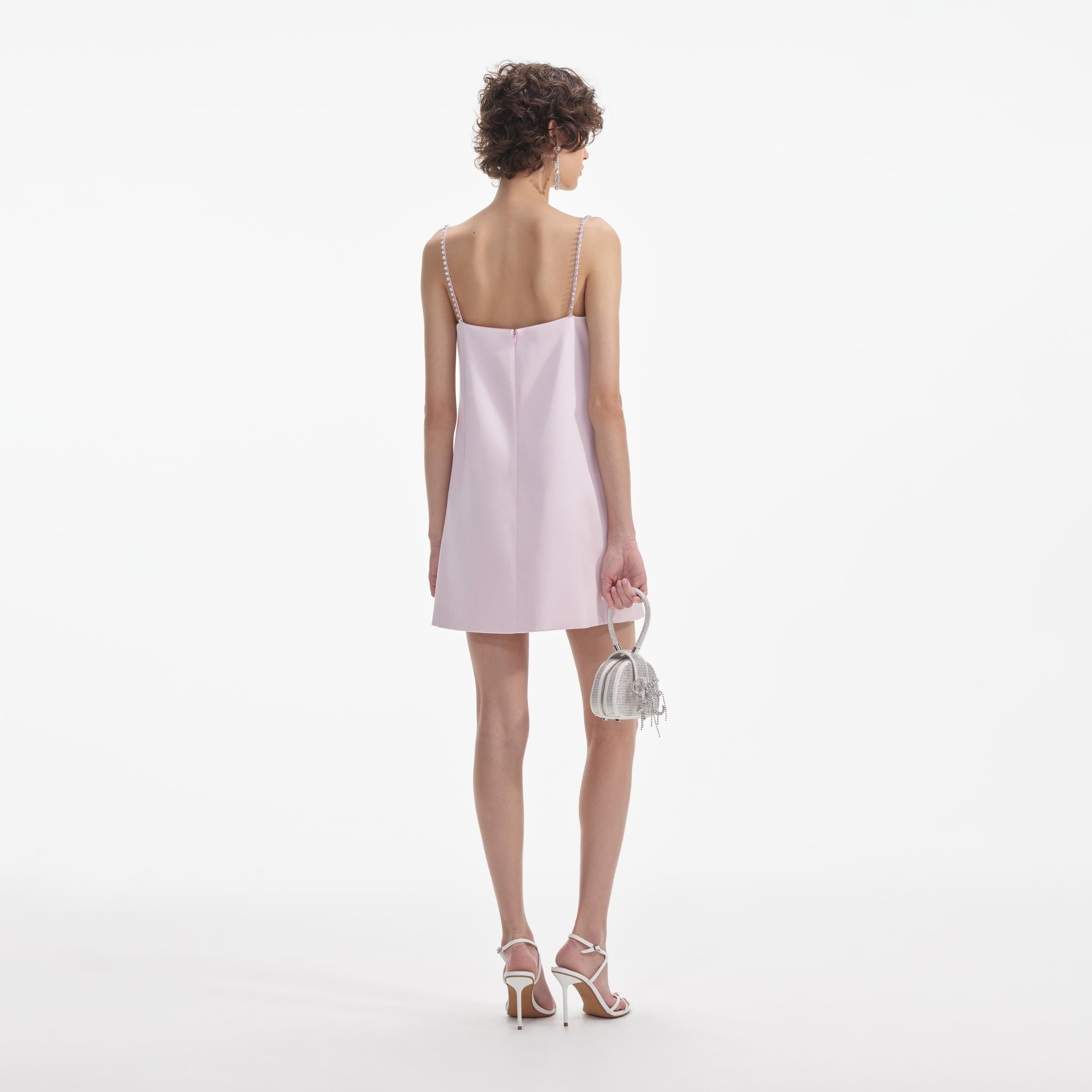 Pink Satin Diamante Mini Dress