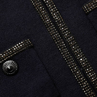 Navy Embellished Knit Cardigan