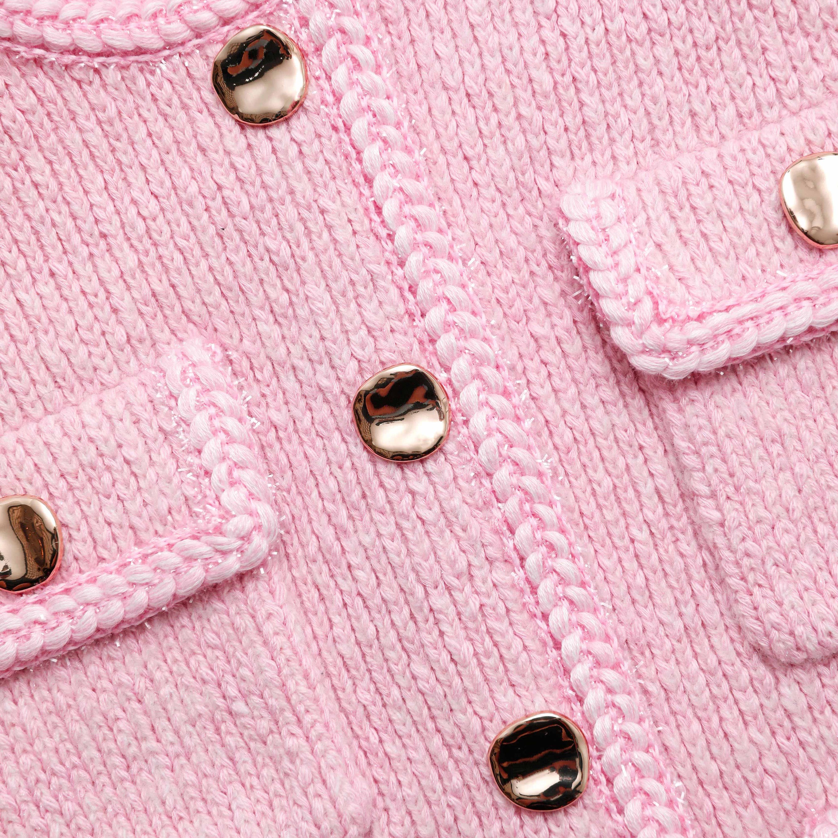 Pink Melange Merino Cardigan