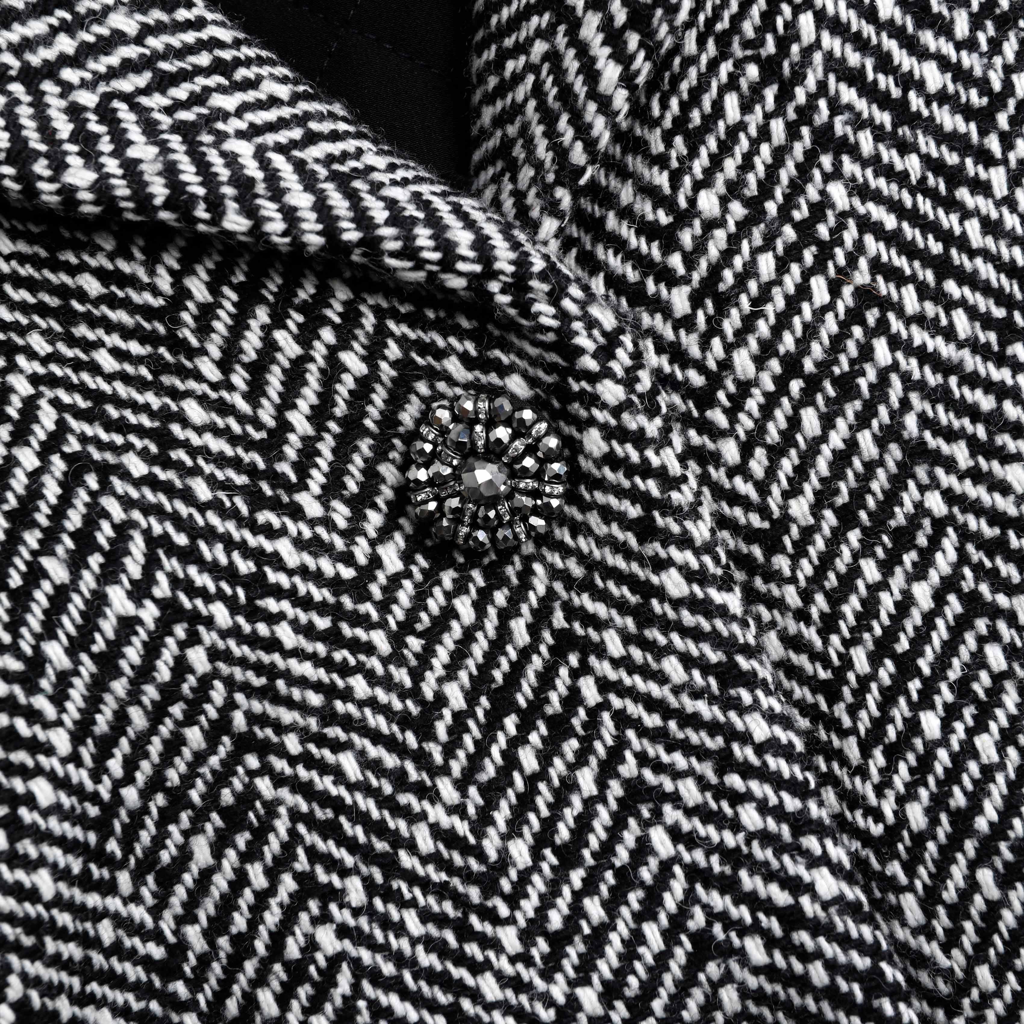 Black Herringbone Blazer self portrait US