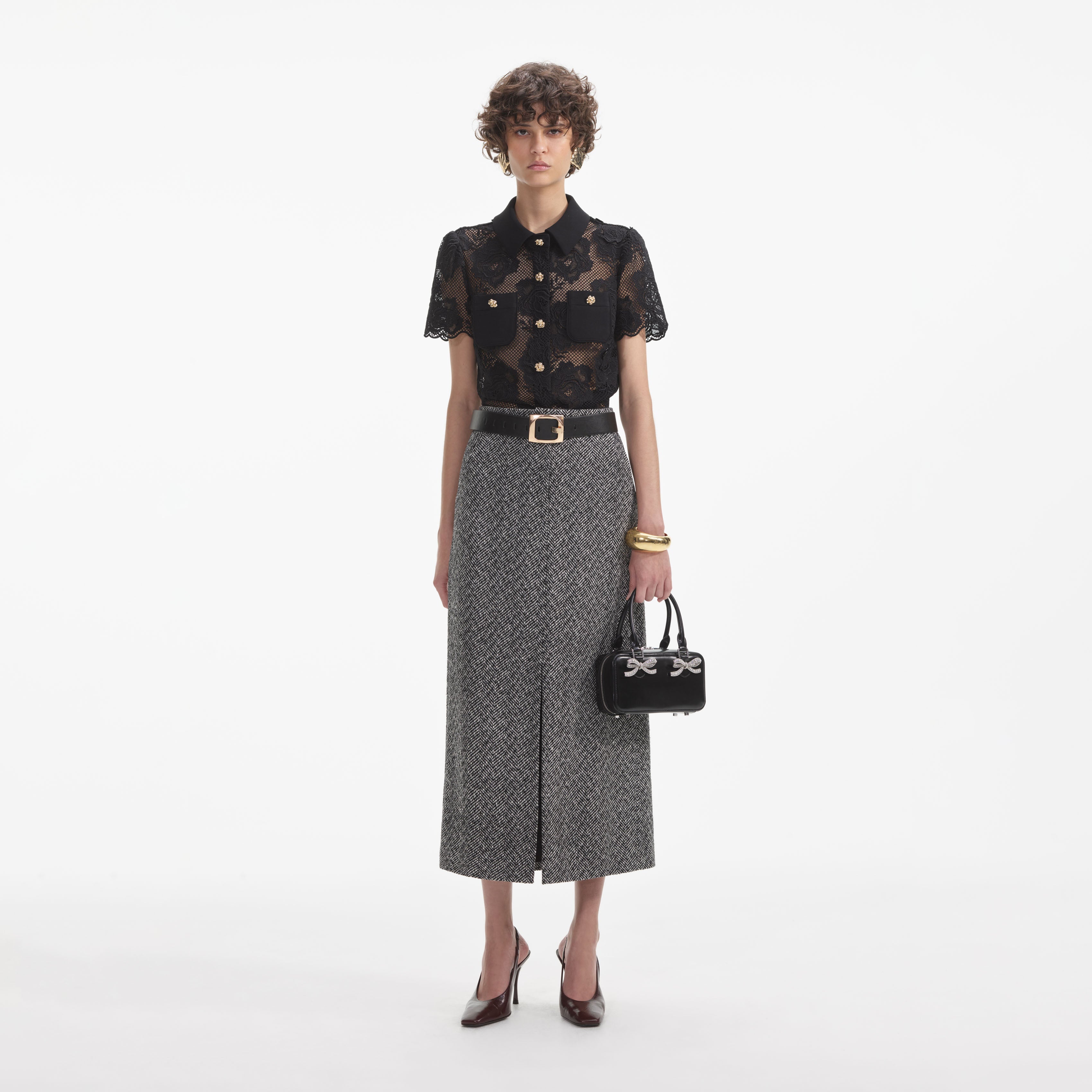 Self-Portrait flower lace tie top UK4/US0
