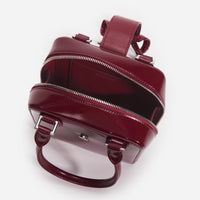 Burgundy Leather Square Mini Tote Bag