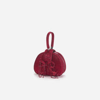 Burgundy Rhinestone Top Handle Micro Bag