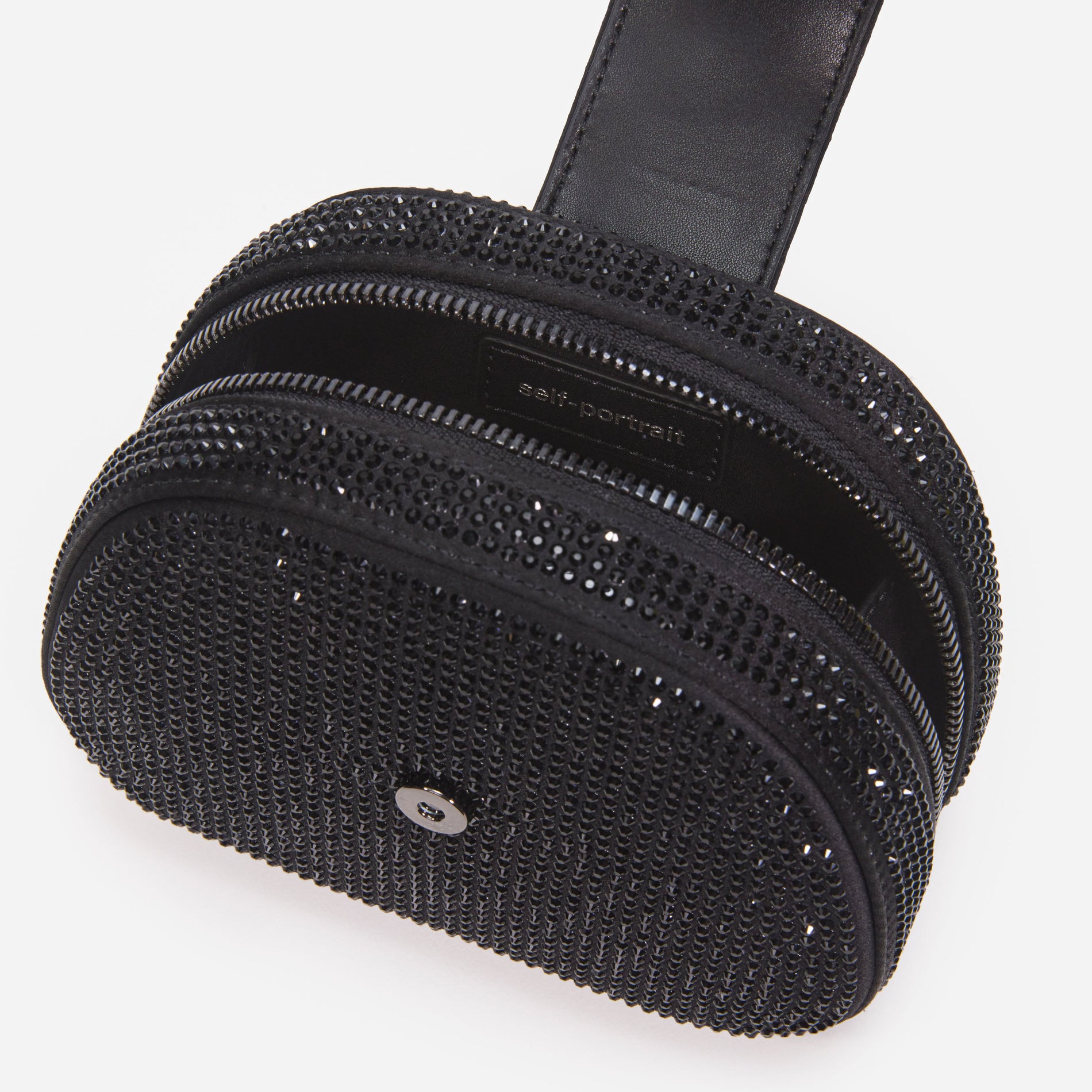 Black Rhinestone Top Handle Micro Bag