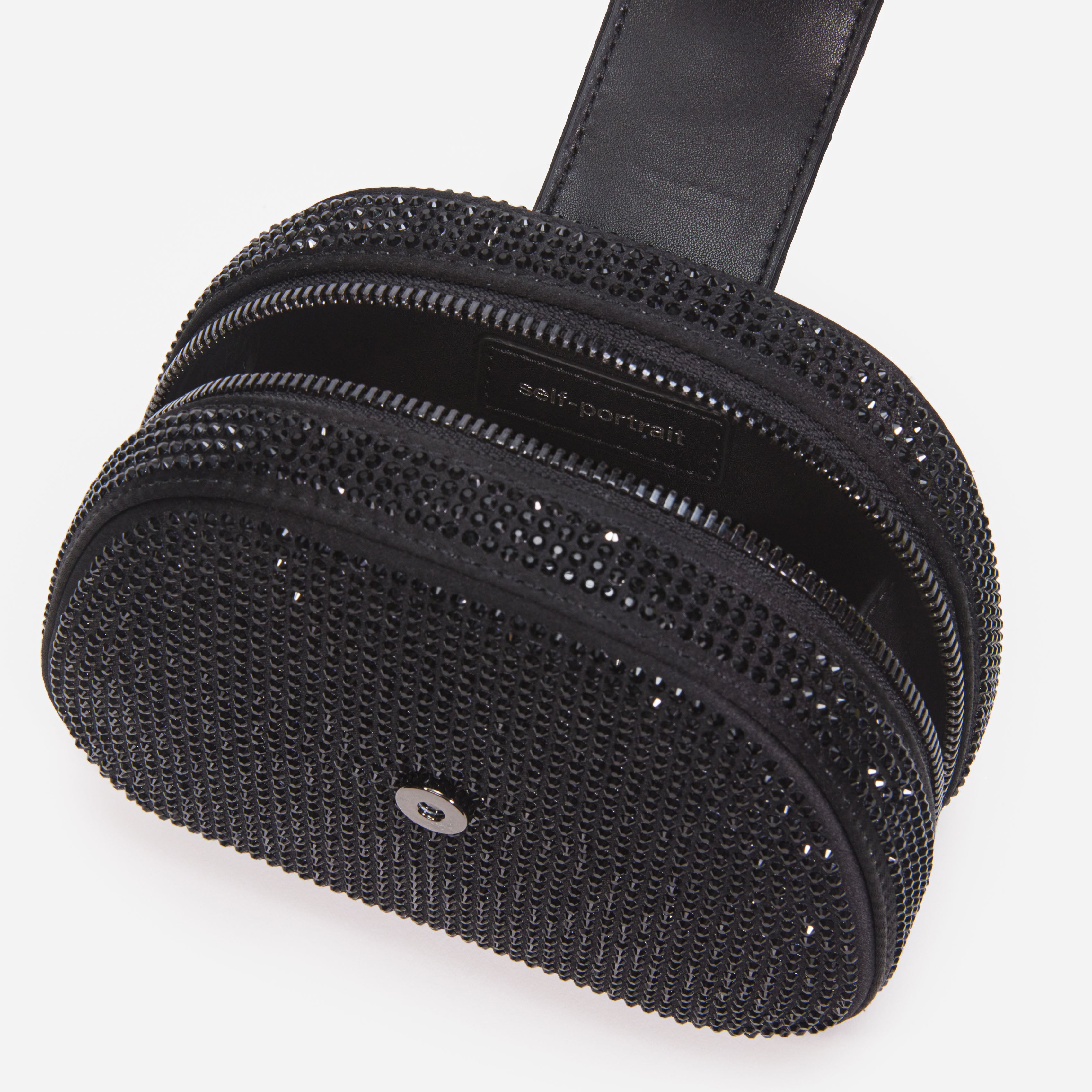 Black Rhinestone Top Handle Micro Bag