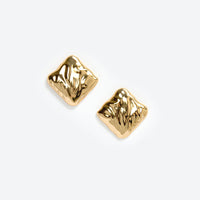 Textured Gold Square Earrings