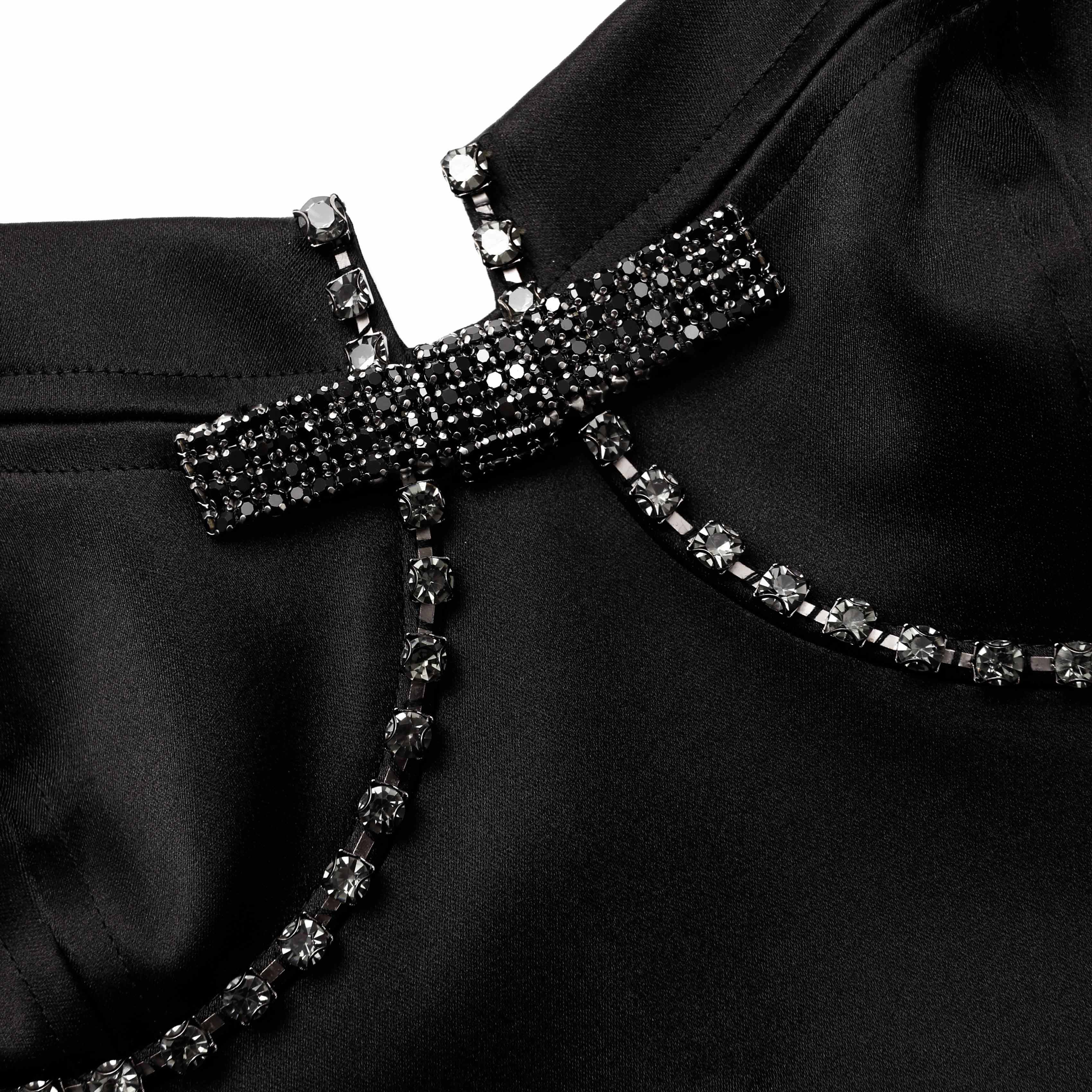 Self-Portrait Self Portrait Velvet Mini Dress With Diamanté Brooches in  Black | Lyst