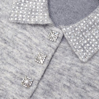 Grey Melange Diamante Knit Top