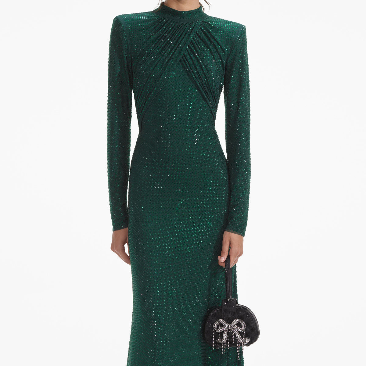 self-portrait - Green Rhinestone Mesh Midi Dress - US 0 self-portrait - Green Rhinestone Mesh Midi Dress - US 0