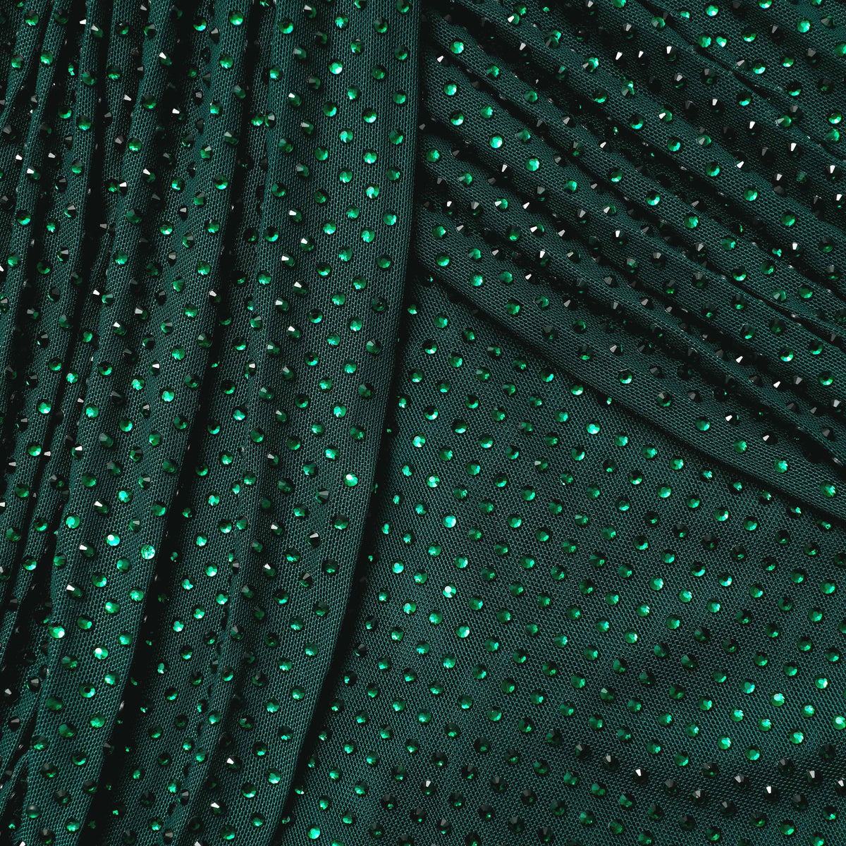 self-portrait - Green Rhinestone Mesh Midi Dress