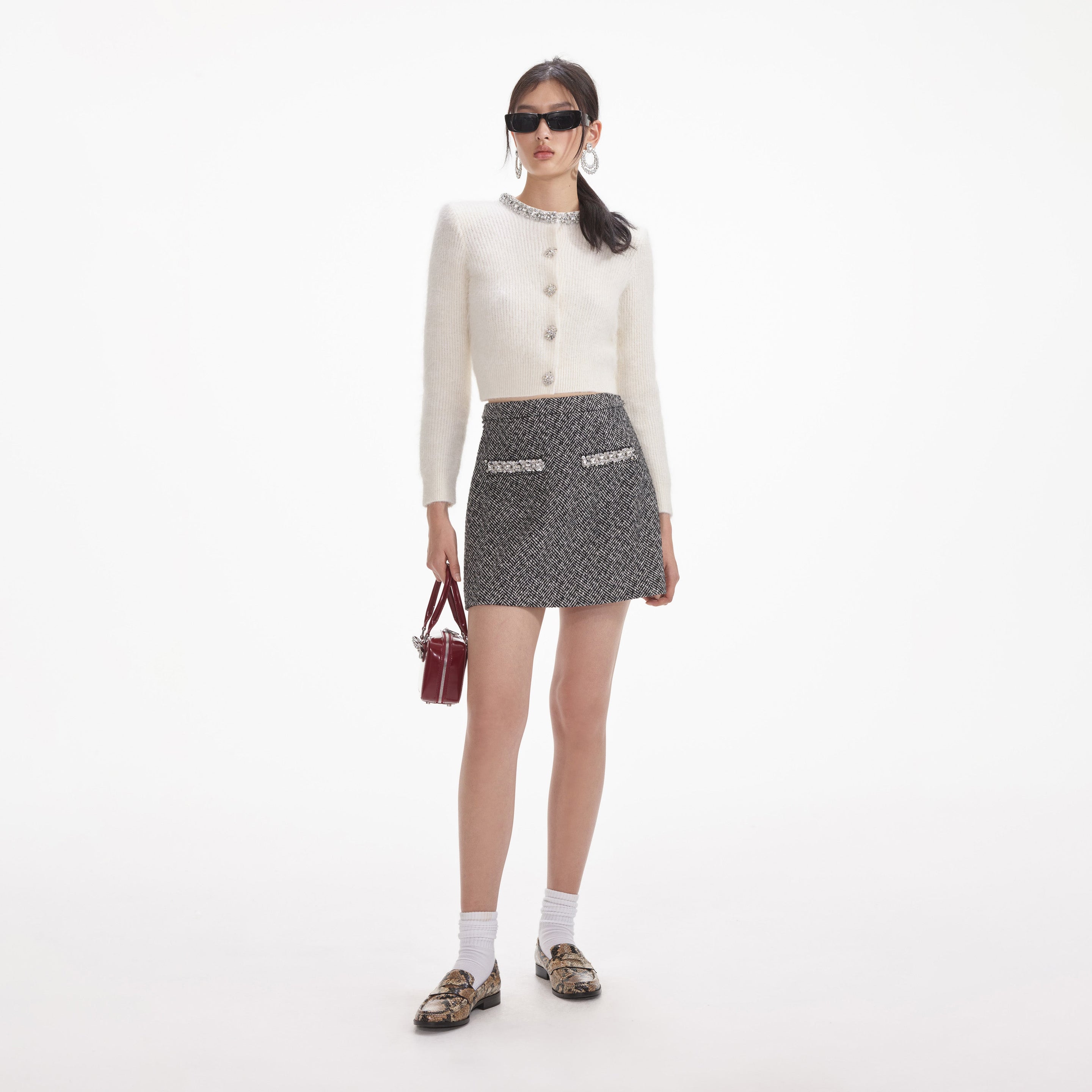 Cream Soft Knit Cardigan – self-portrait-US