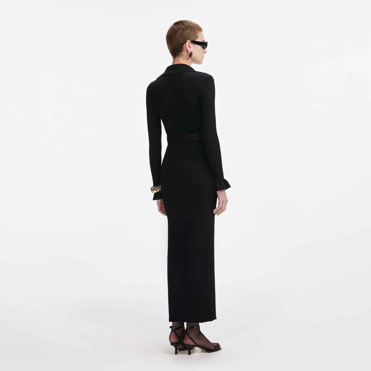 chinese dress ladies Gemma Black Long Sleeve Ribbed Maxi Dress