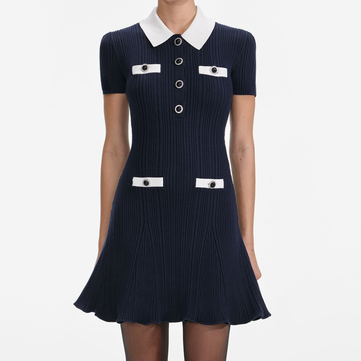 navy knit mini dress Lauper Knit Mini Dress in Navy