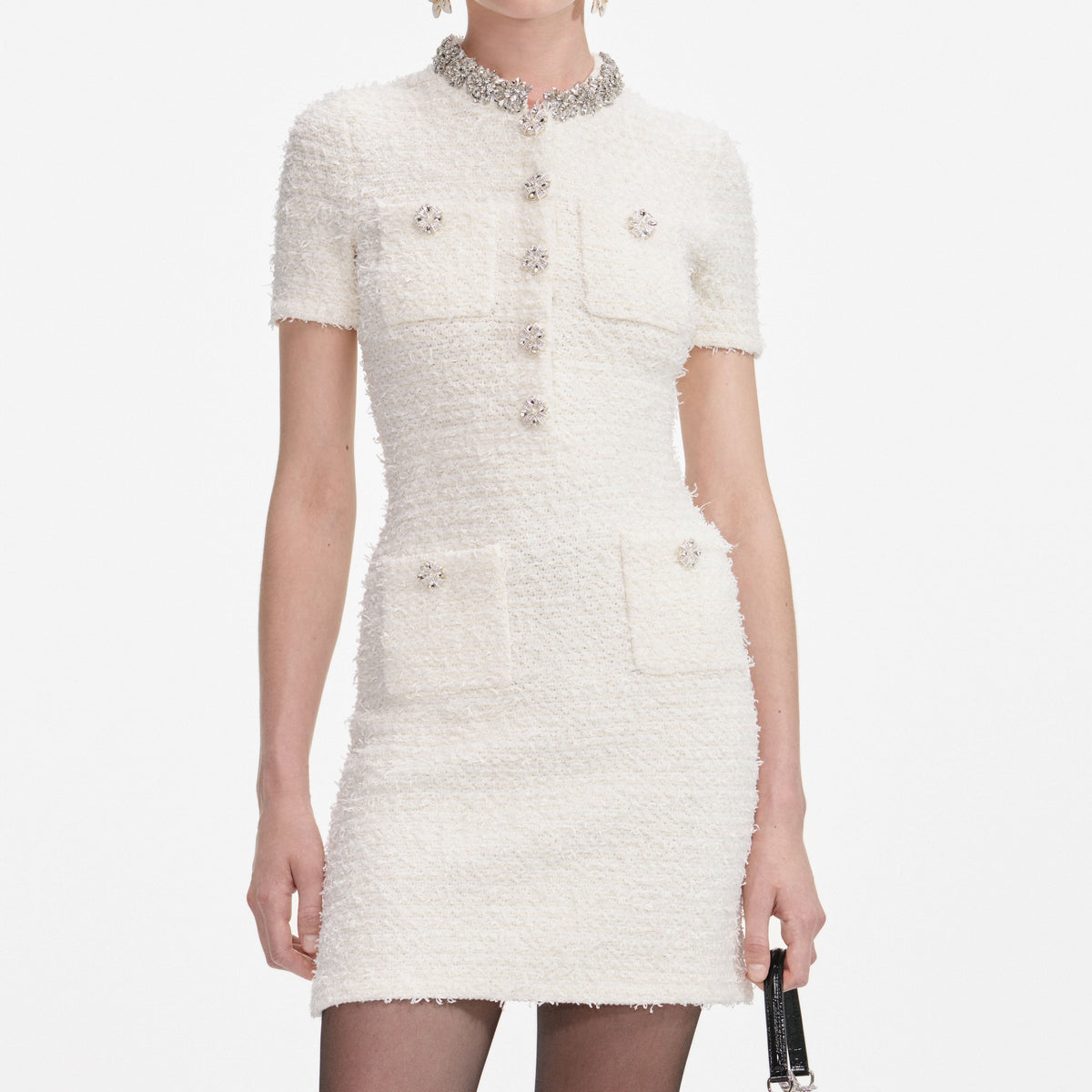 self portrait cream sequin knit pearl mini dress Self Portrait CREAM SEQUIN KNIT PEARL MINI DRESS