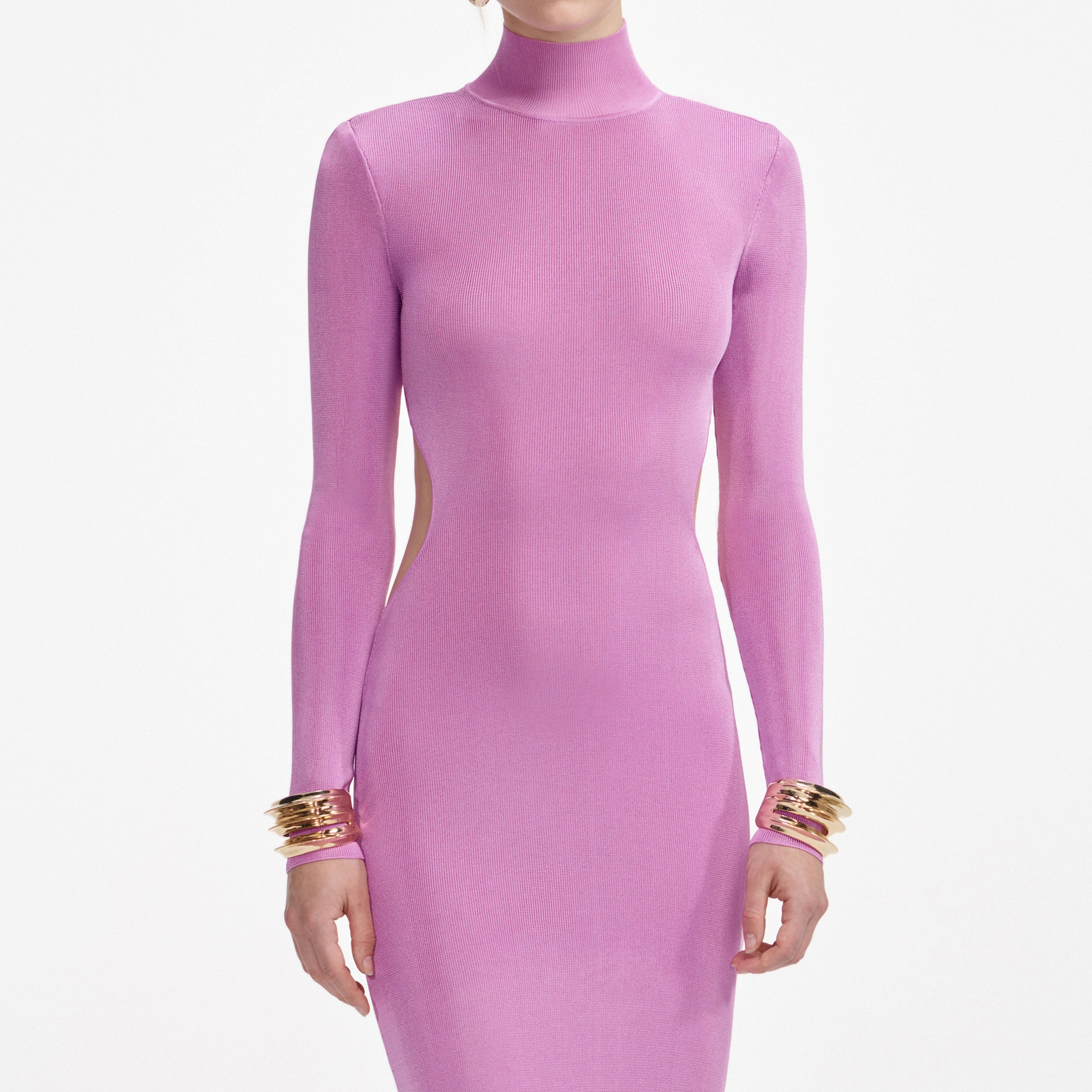 Pink Viscose Knit Maxi Dress – self-portrait-US