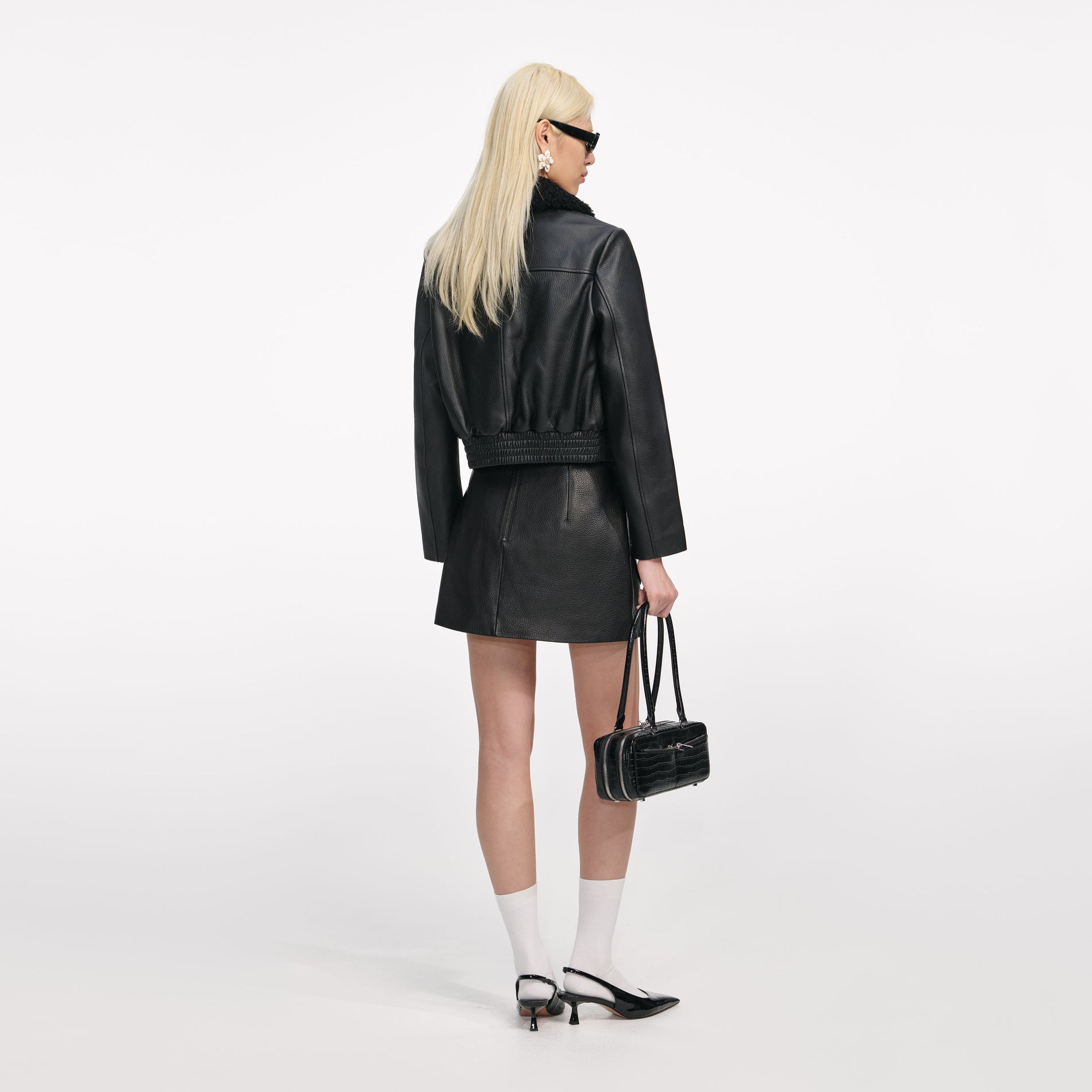 Black Cropped Leather Jacket