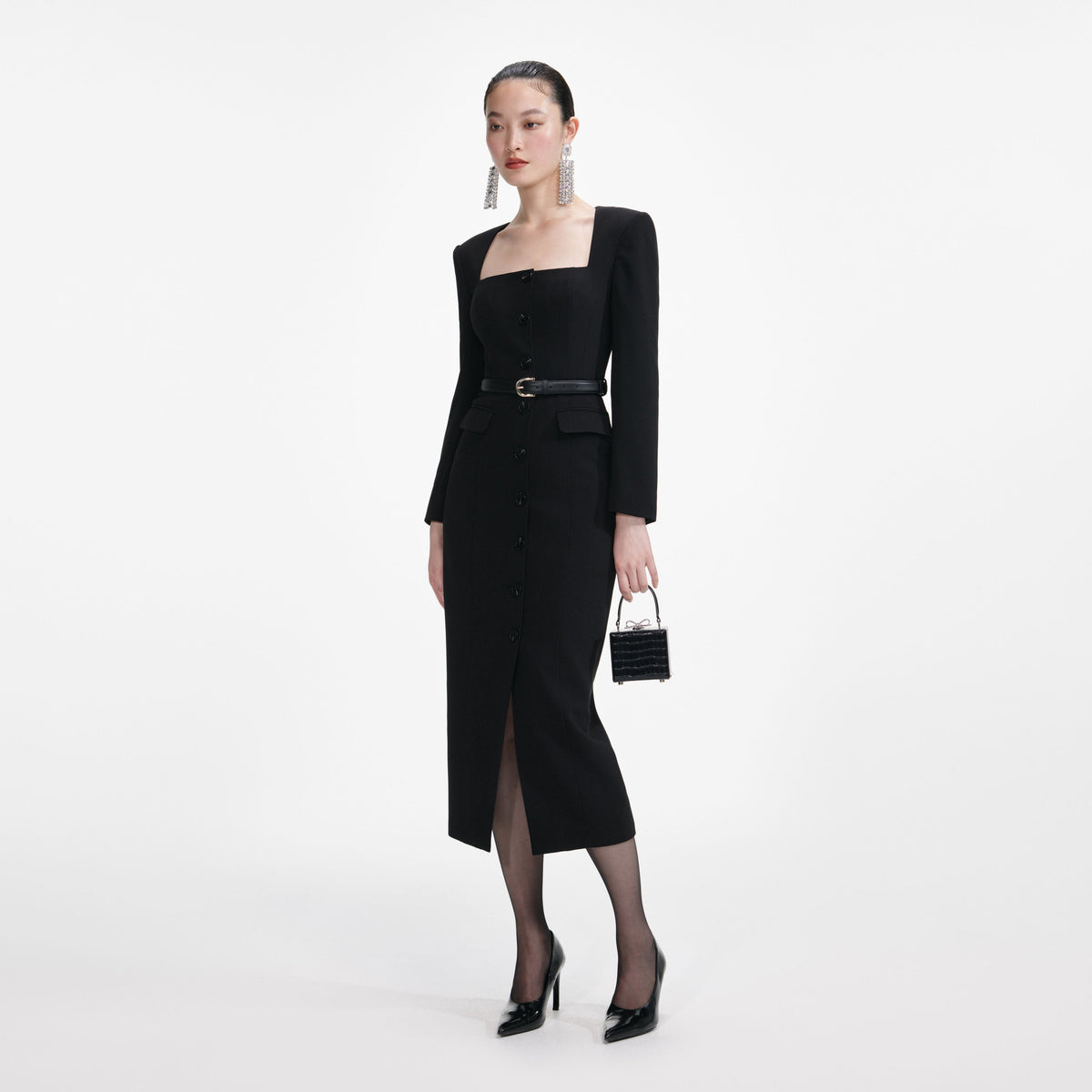 self portrait black dress Boucle Pearl Trim Mini Its all in the details Self Portrait Black Boucle Mini