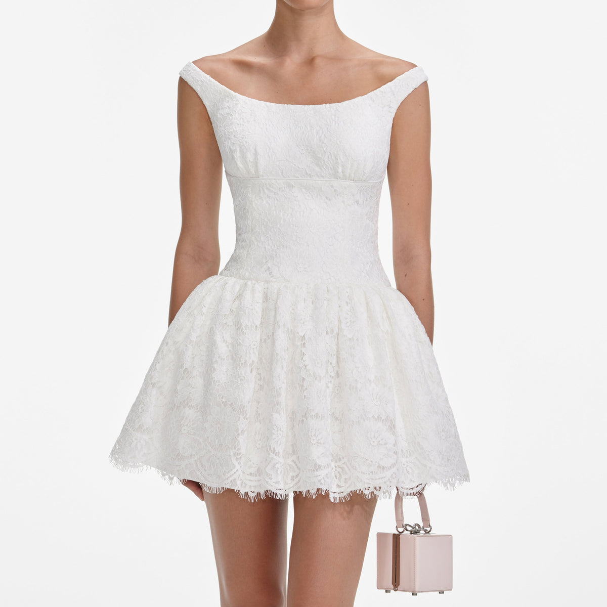 White Floral Lace Mini Dress – self-portrait-US