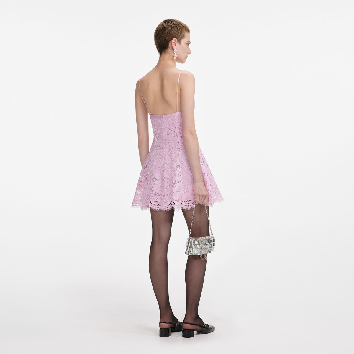 self portrait pink tiered lace mini dress Self-Portrait Lace Collared Mini Dress In Pink - 30% Off