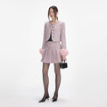 Pink Boucle Fur Cuff Jacket