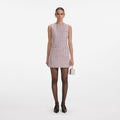 Pink Boucle Sleeveless Mini Dress