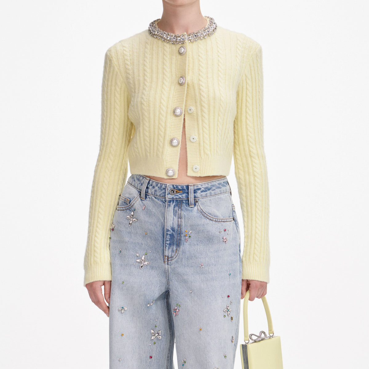 Yellow Alpaca Cardigan – self-portrait-US