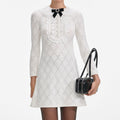 White Lace Bib Knit Mini Dress