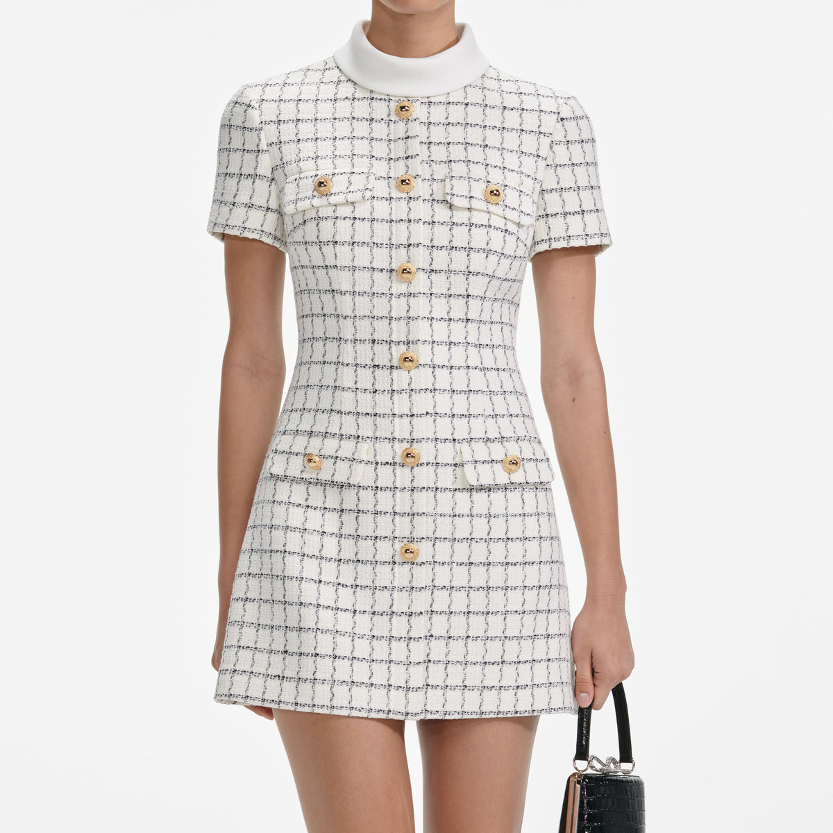 self portrait check mini dress Self-Portrait - Check Boucle Mini Dress