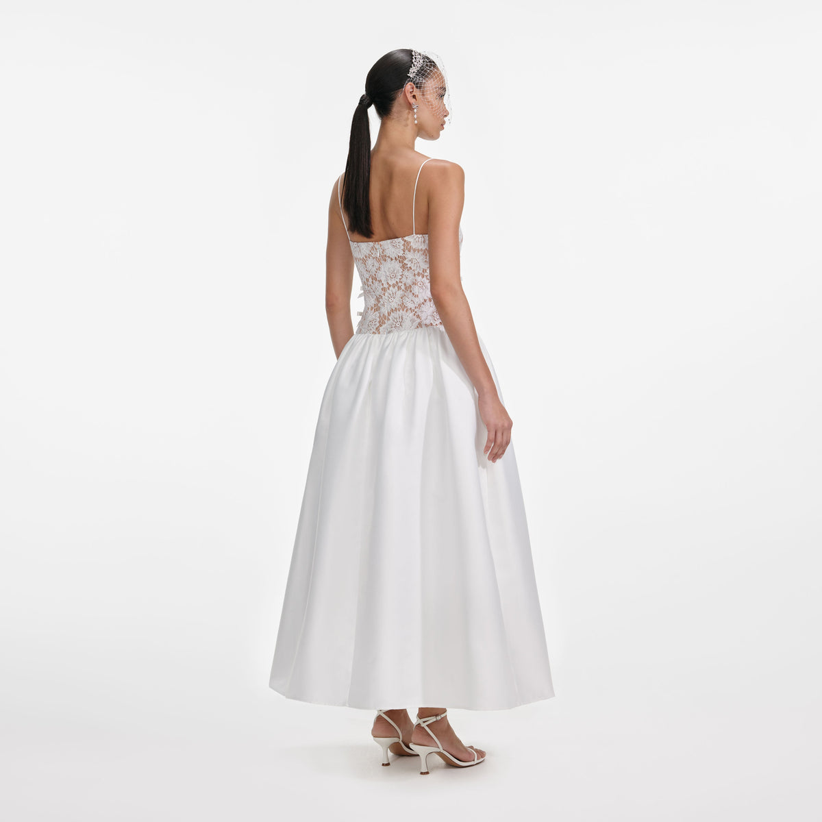 self portrait white off shoulder dress self-portrait - White Lace Taffeta Maxi Dress