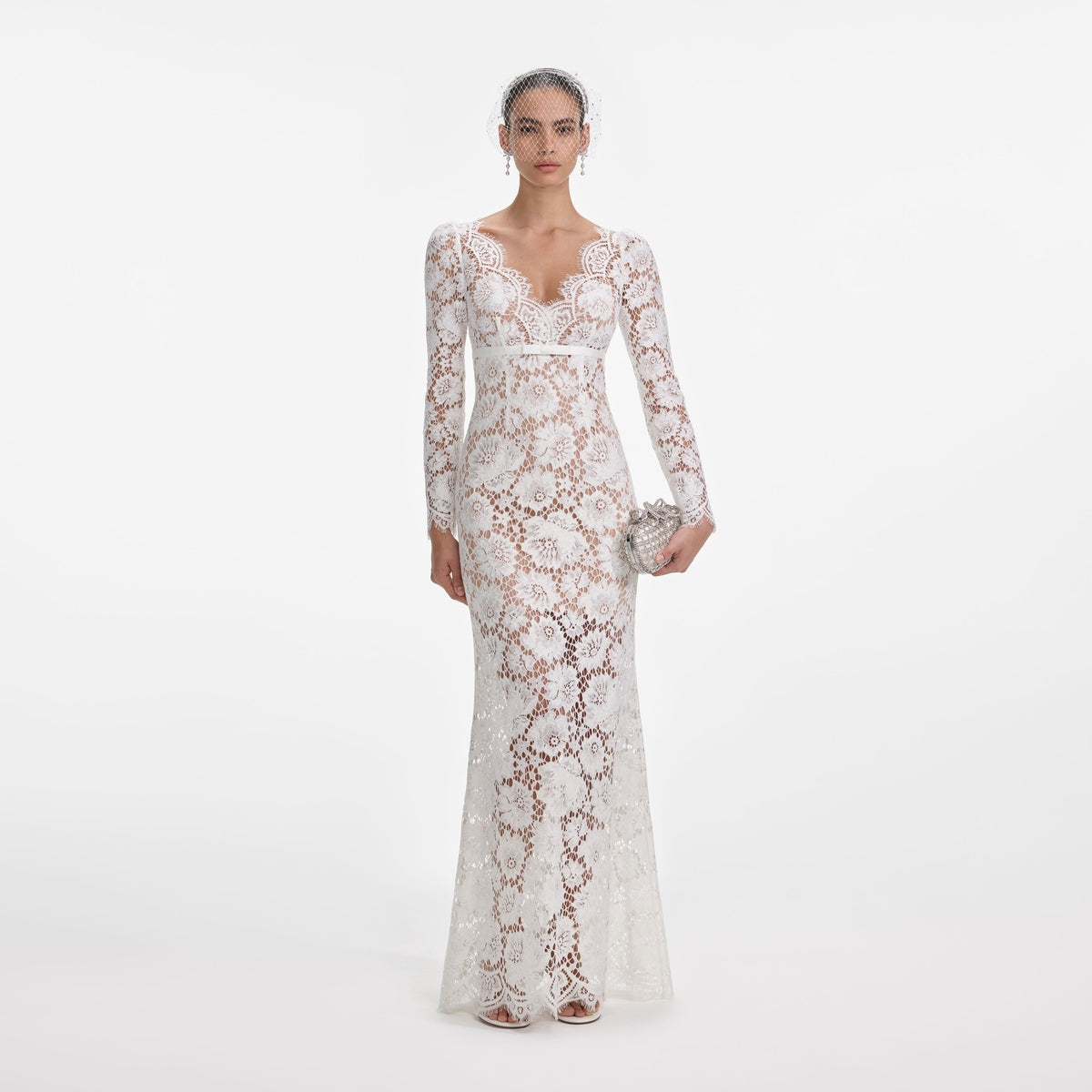 White Floral Lace Maxi Dress – self-portrait-US