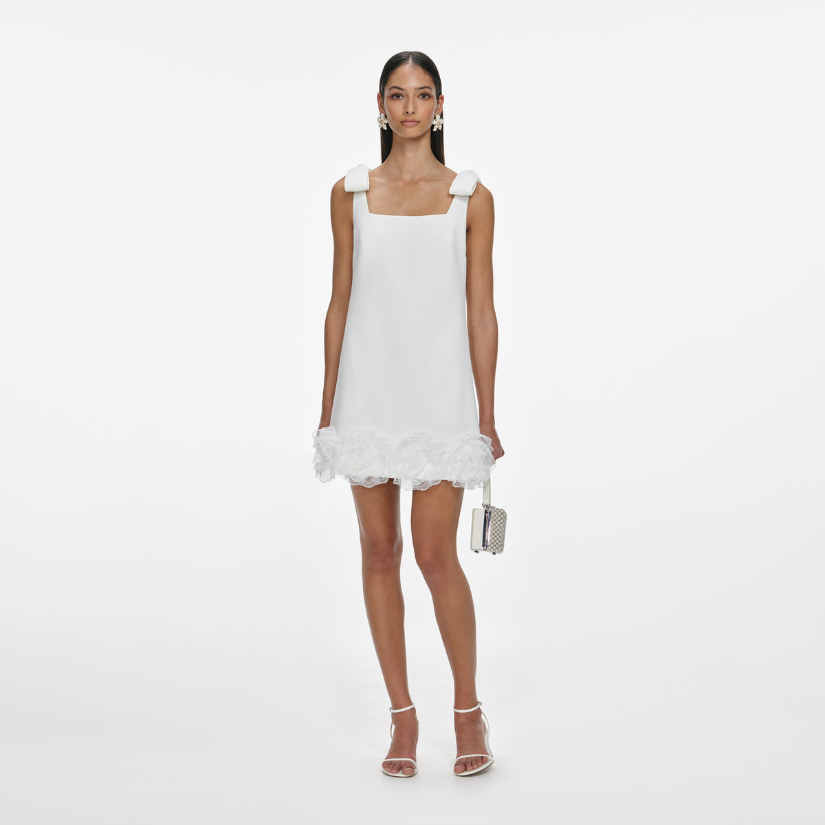 self-portrait - White Crepe 3D Flower Mini Dress - US 0 self-portrait - White Crepe 3D Flower Mini Dress - US 0
